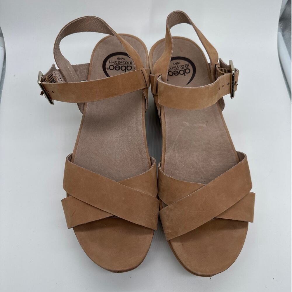 ABEO Hana Tan Wedge Comfort Sandals Sz 9N 3” Arch Support Neutral BIO System - Picture 5 of 11
